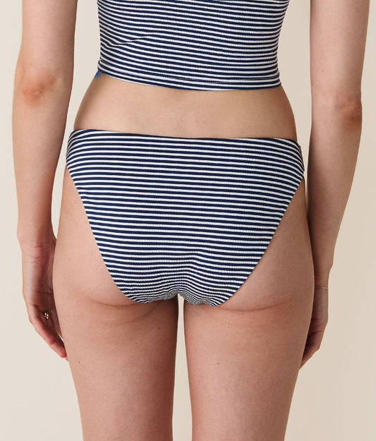 The Signature Bikini Bottom - Seersucker Stripe - Cadet