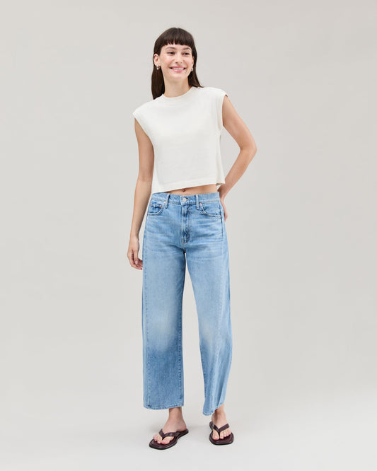 Womens Relaxed Muscle Tee - Pigment Dye Jersey - Bone