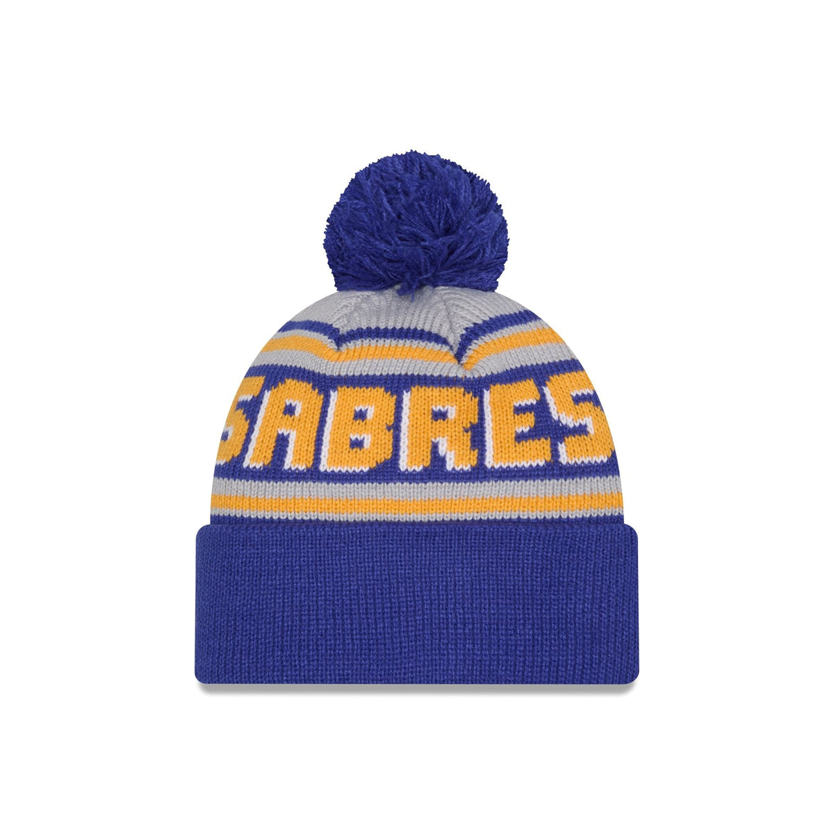 Buffalo Sabres Stripe Wordmark Pom Knit Hat