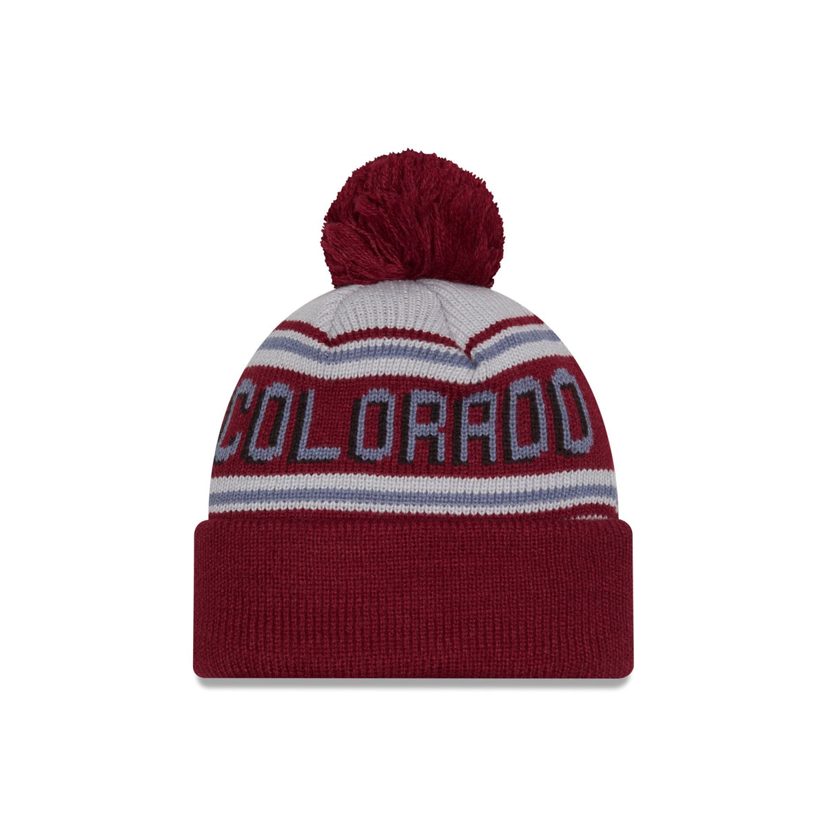 Colorado Avalanche Stripe Wordmark Pom Knit Hat