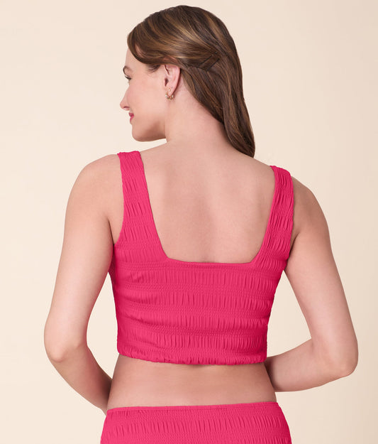 The Siren Swim Tank - Smocked - Bright Begonia