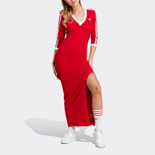Adidas Women's Adicolor Classics 3-Stripes Maxi Dress - Better Scarlet