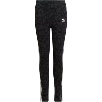 Adidas Kids' High Waisted Allover Print Leggings - Carbon / Black / White