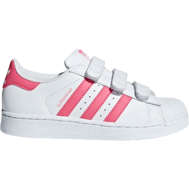 Adidas Kids' Superstar Shoes - Cloud White / Real Pink