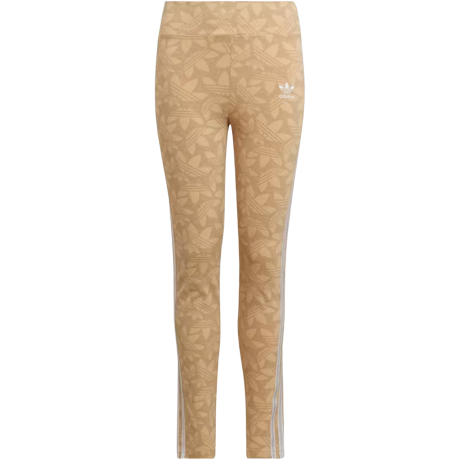 Adidas Kids' Printed Lycra Leggings - Hazy Beige / Beige Tone / White