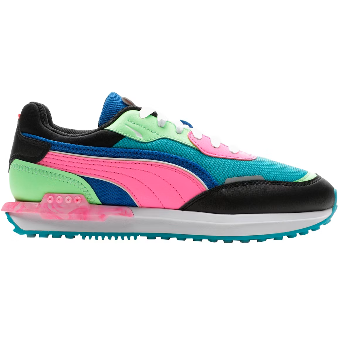 Puma Women's CIty Rider Marble Shoes - Viridian Green / Puma Black / Luminous Pink