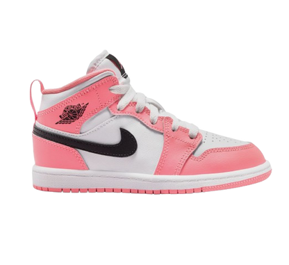 Nike Kids' Jordan 1 Mid Pink Gaze Shoes - Pink Gaze / Pearl Pink / White