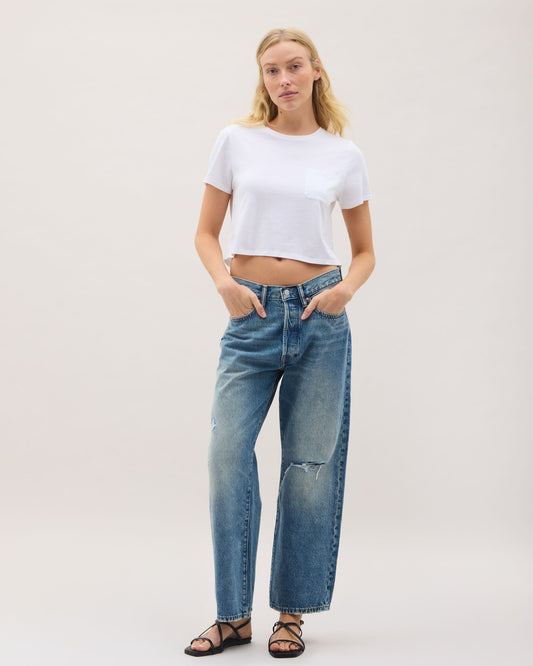 Womens Pima Boxy Crop Tee - Pima Cotton Jersey - White
