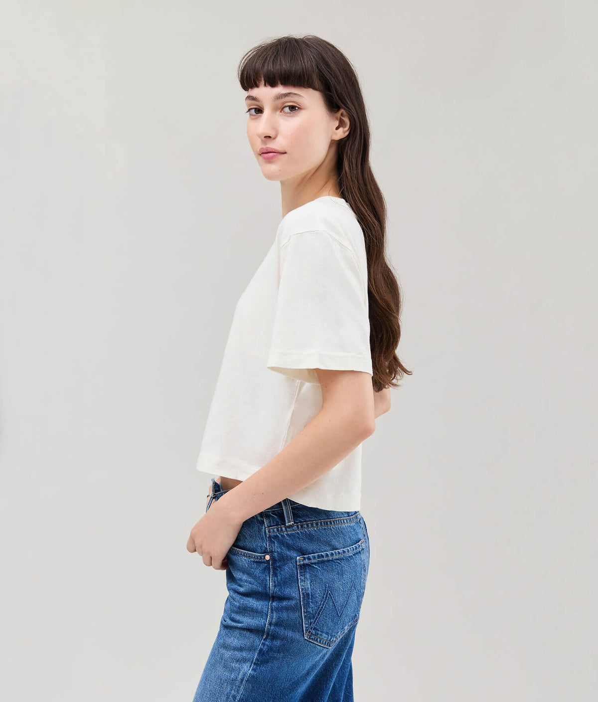 Womens Relaxed Crop Tee - Pigment Dye Jersey - Bone