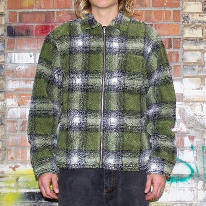 Shadow Plaid Sherpa Zip Shirt