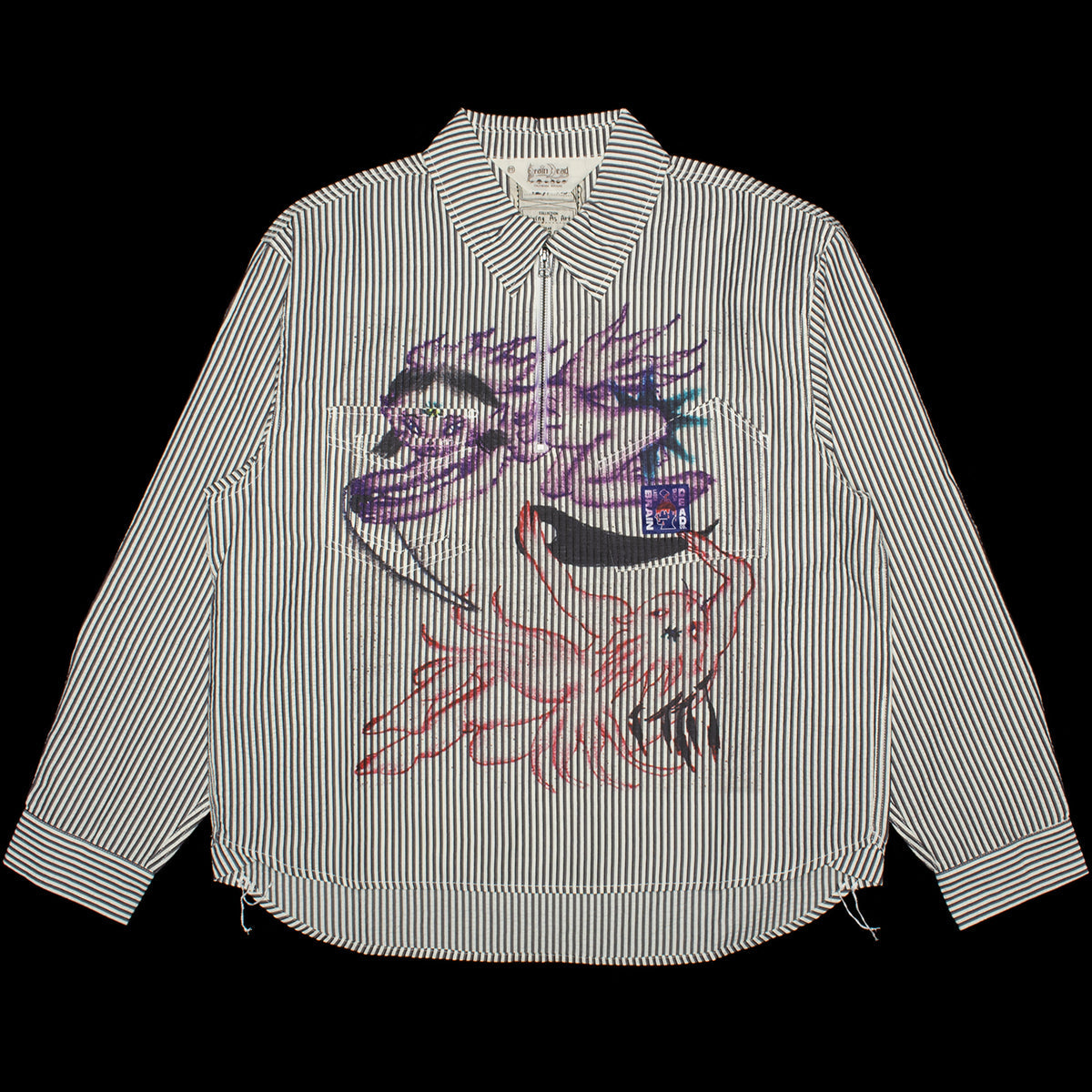 Angel Striped Half-Zip Work Shirt