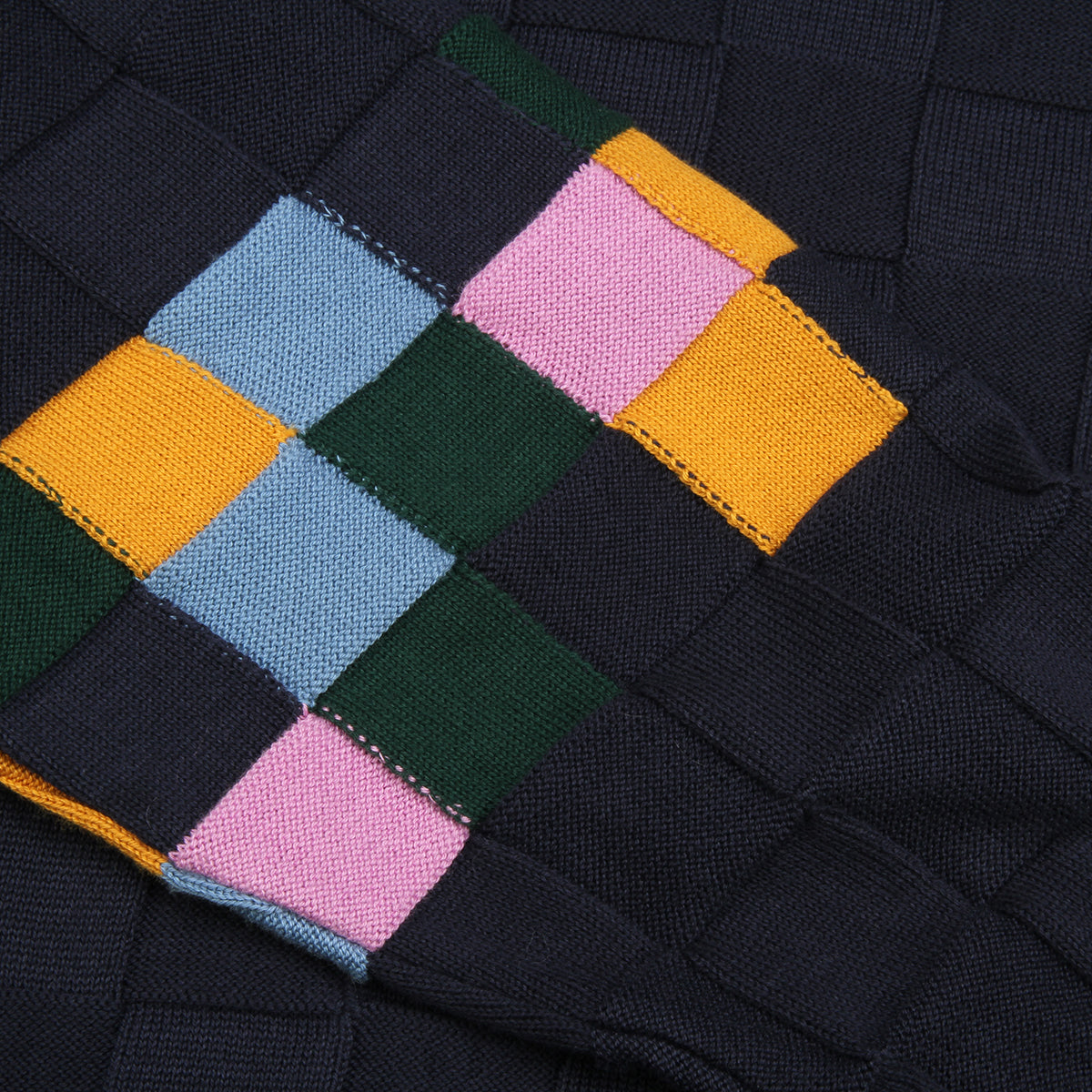 Checked Panel Knitted Crewneck