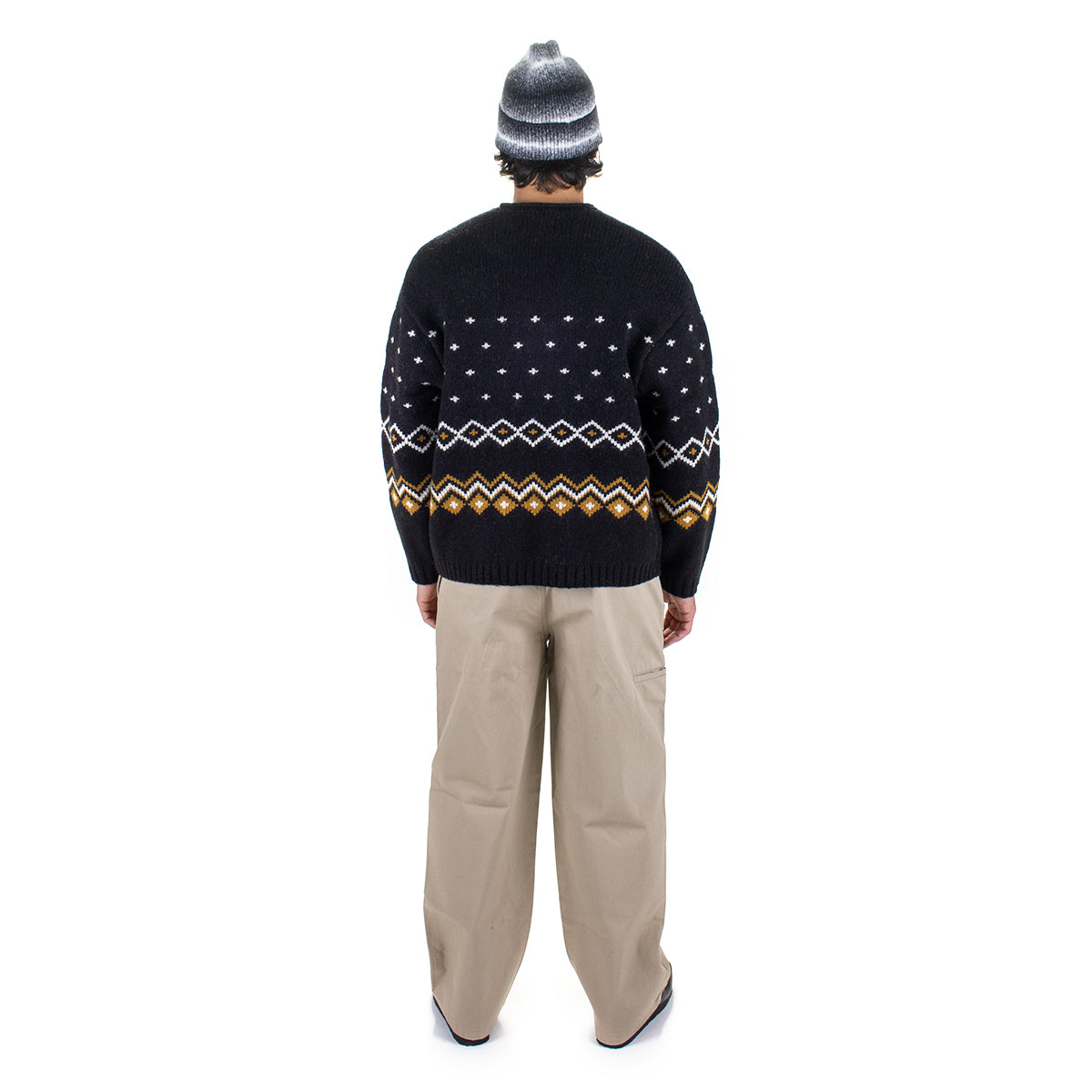 Roll V-Neck Fairisle Sweater