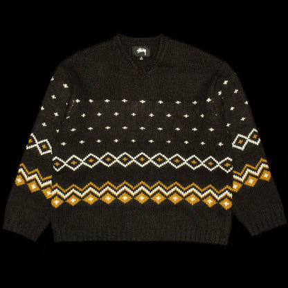 Roll V-Neck Fairisle Sweater