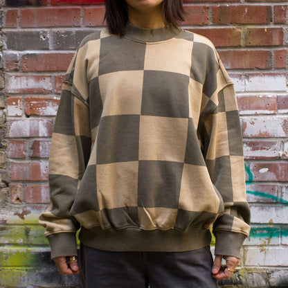 Women's Blur Checker Fleece Mock Neck