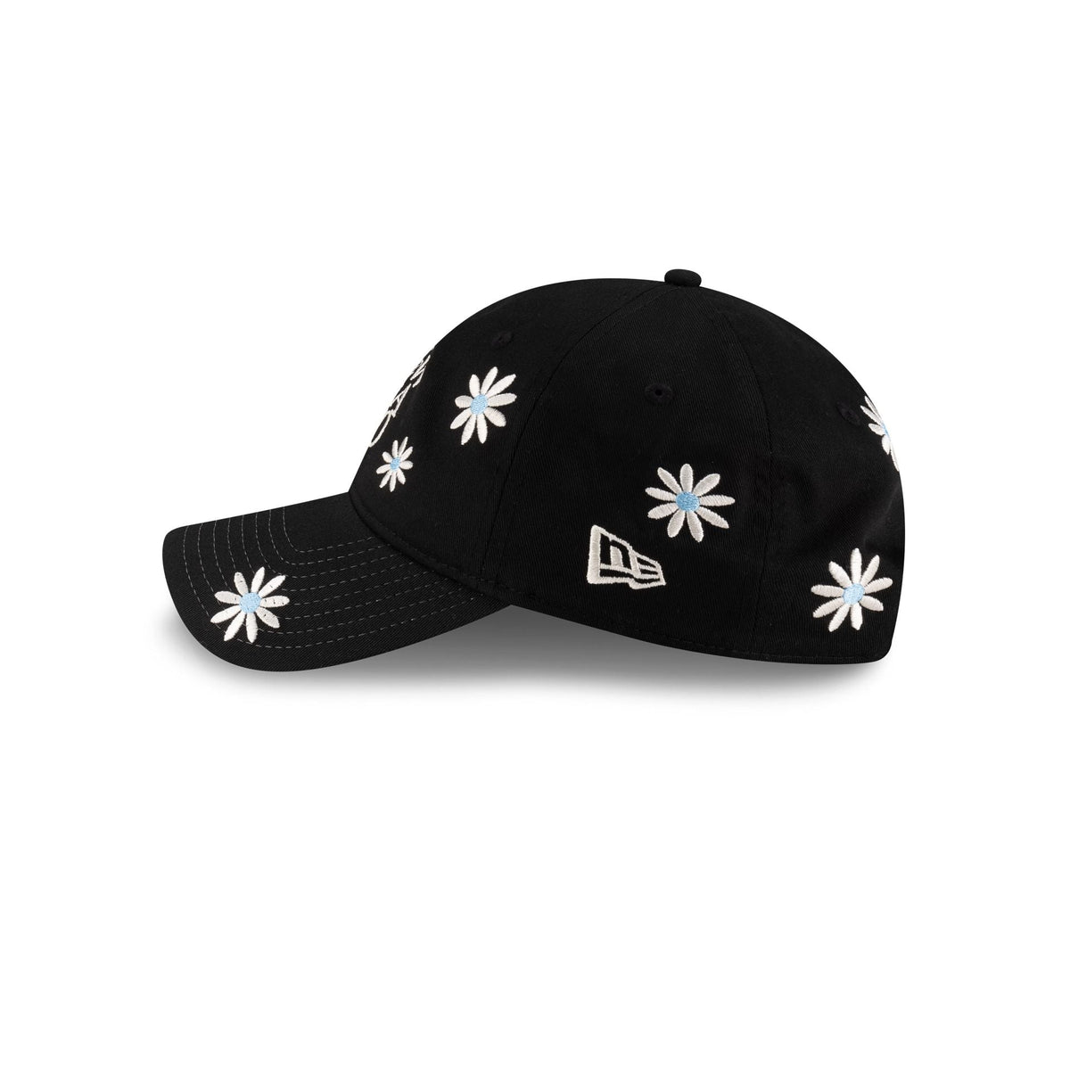 New Era Cap Flower Embroidery Black Denim 9TWENTY Adjustable Hat