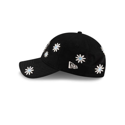 New Era Cap Flower Embroidery Black Denim 9TWENTY Adjustable Hat