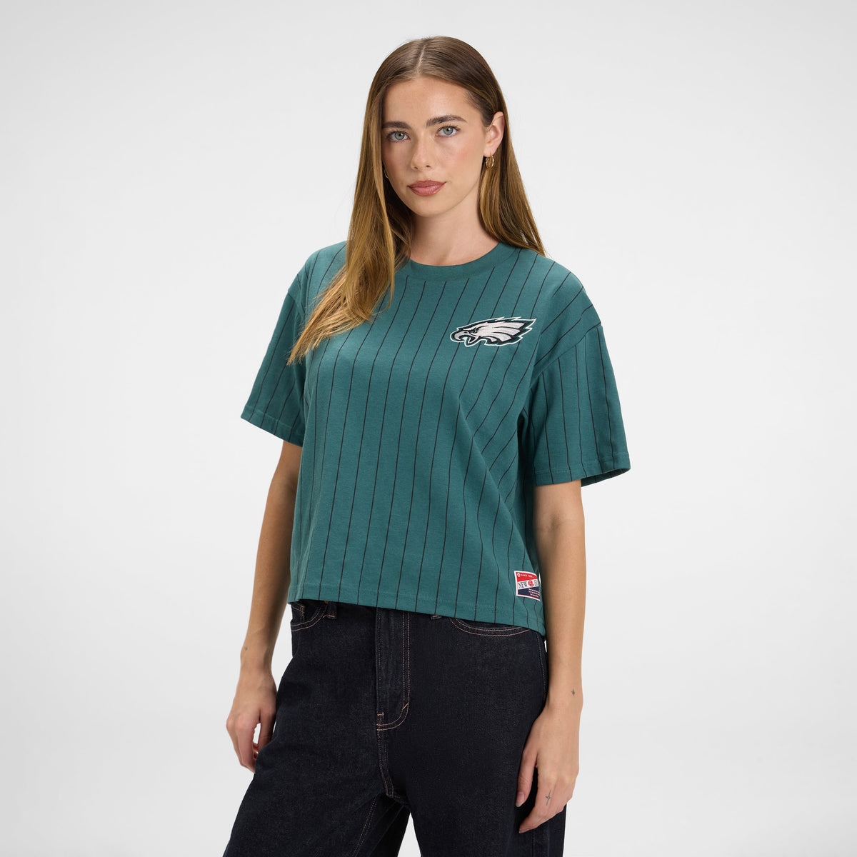 Atlanta Braves Throwback Women's Cropped Pinstripe T-Shirt