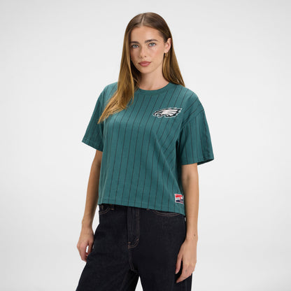 Atlanta Braves Throwback Women's Cropped Pinstripe T-Shirt