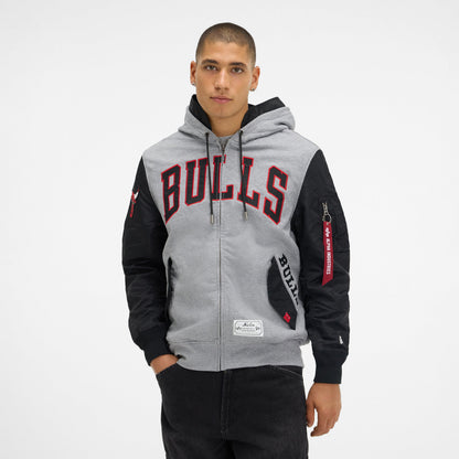 Alpha Industries x Los Angeles Lakers Gray MA-1 Full Zip Fleece Jacket