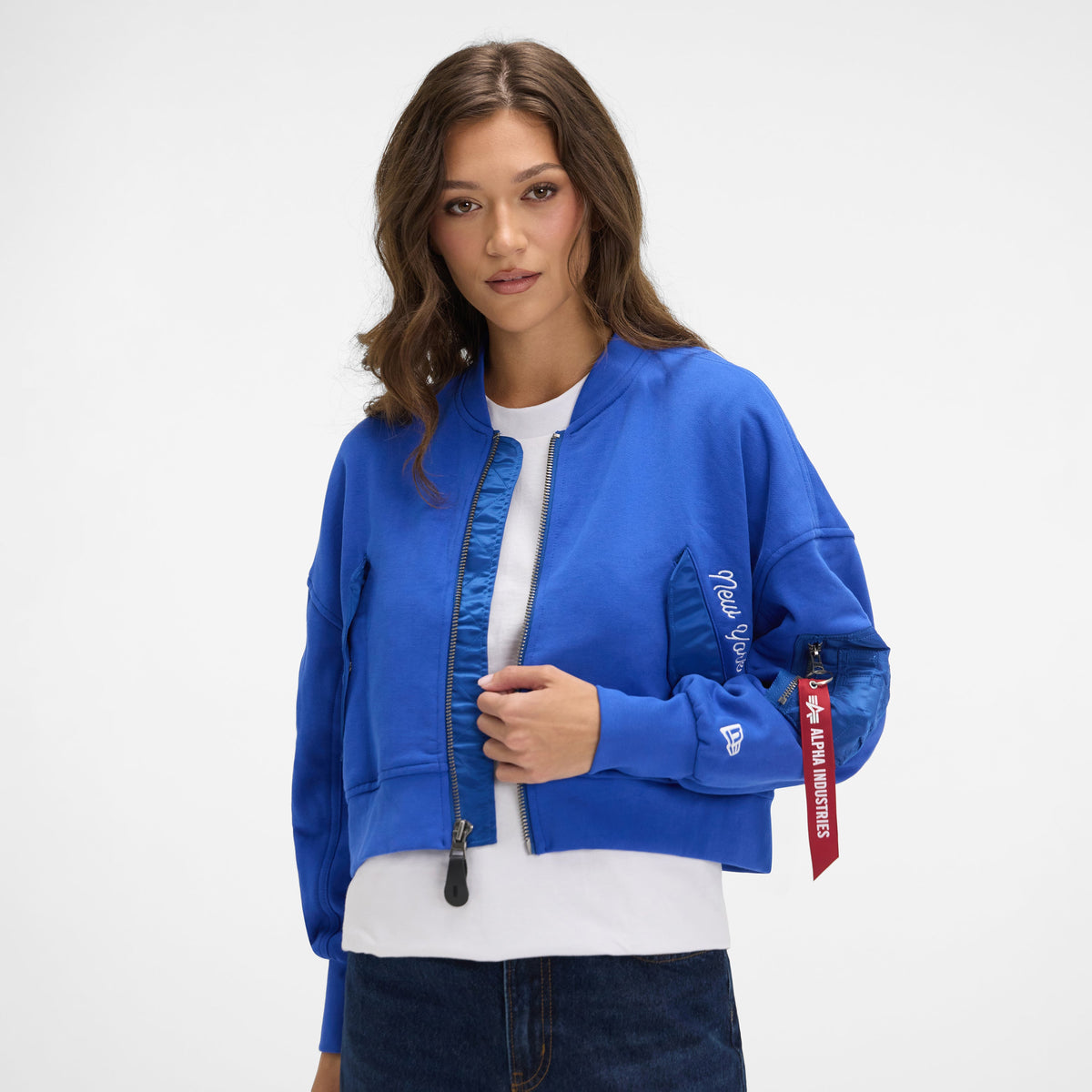 Alpha Industries x Los Angeles Lakers Purple Women's Full Zip Cropped Fleece Jacket