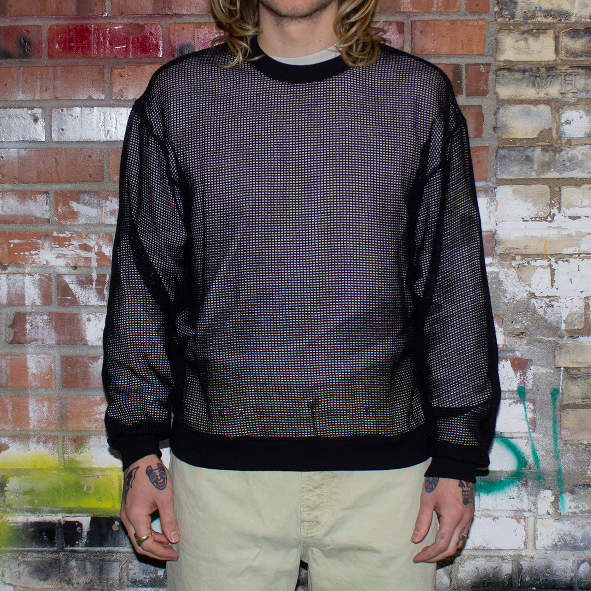 Cotton Mesh L/S Crew