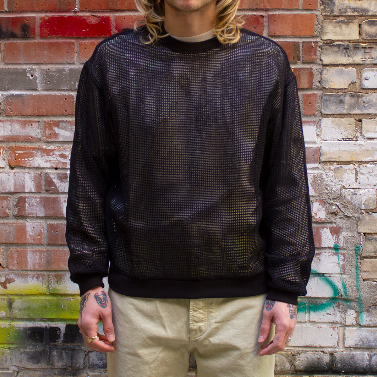 Cotton Mesh L/S Crew