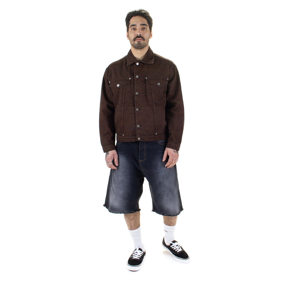 Sun Dyed Allover Printed Denim Jacket