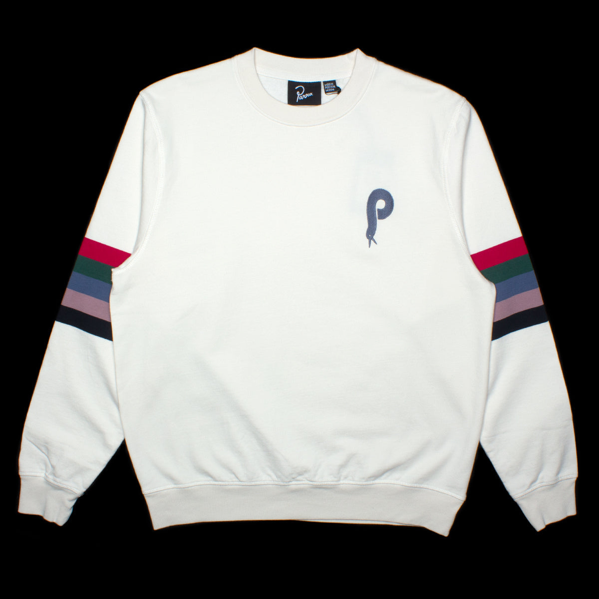 Bird Face Font Sleeve Stripes Sweatshirt