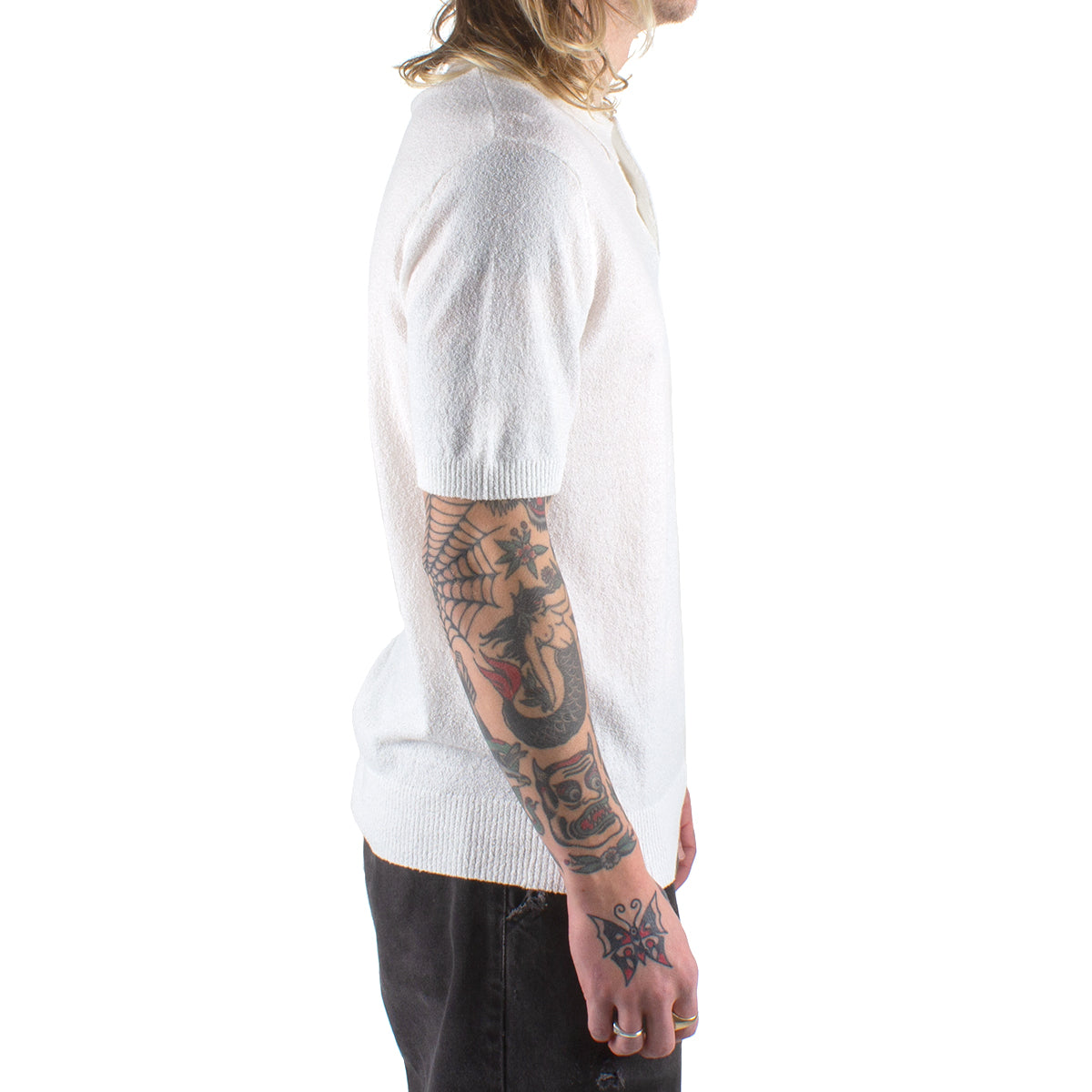 Textured S/S Polo Sweater