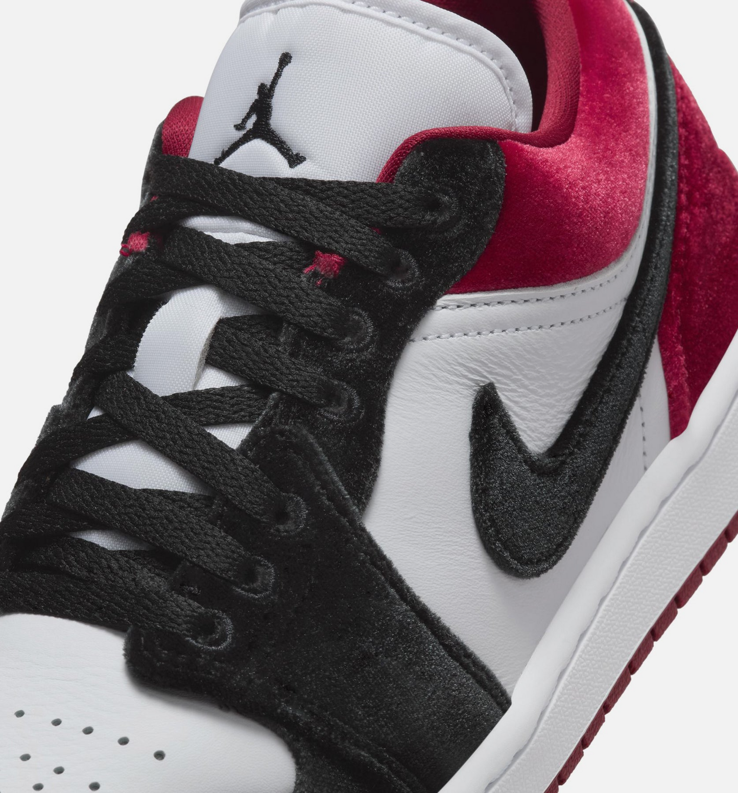 Nike Women's Jordan 1 Low Se Velvet Black Toe Shoes - Black / White / Team Red / Black