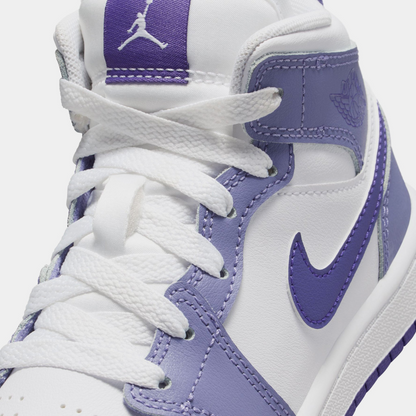 Nike Kids' Air Jordan 1 Mid Shoes - Dusty Amethyst / White / Court Purple