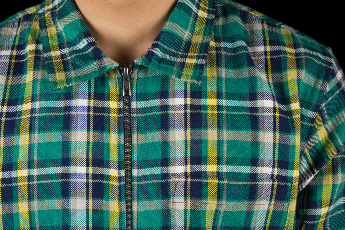 Classic Zip Up Plaid L/S Shirt