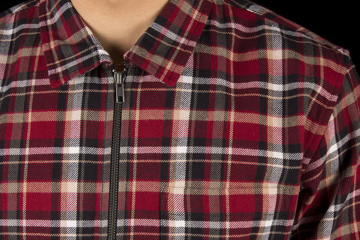 Classic Zip Up Plaid L/S Shirt
