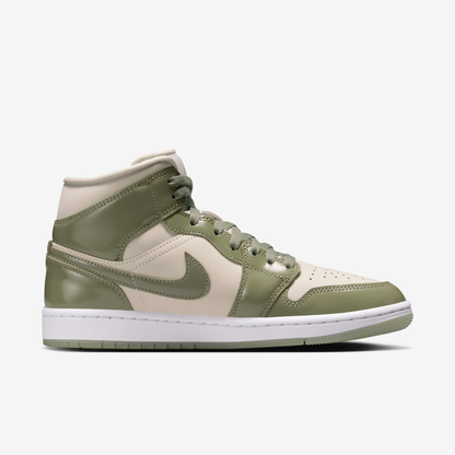 Nike Women's Air Jordan 1 Mid Se Shoes - Sea Glass / Oil Green / Metallic Silver