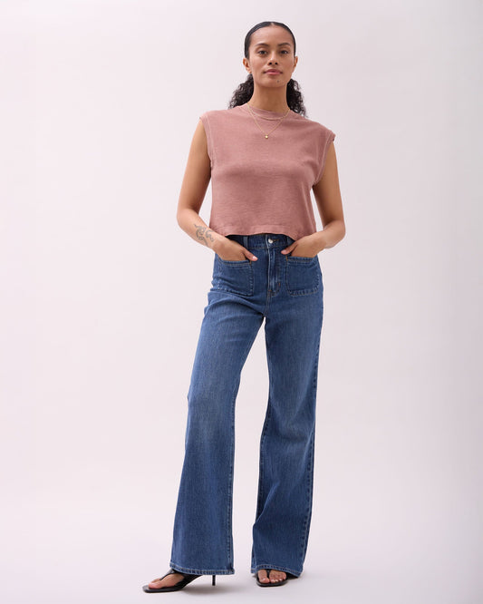 Womens Relaxed Muscle Tee - Pigment Dye Jersey - Russet