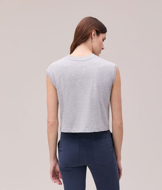 Womens Relaxed Muscle Tee - Pigment Dye Jersey - Heather Grey