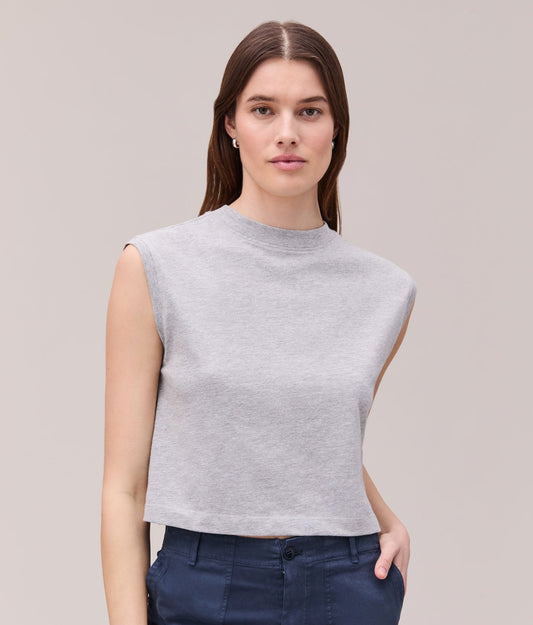 Womens Relaxed Muscle Tee - Pigment Dye Jersey - Heather Grey