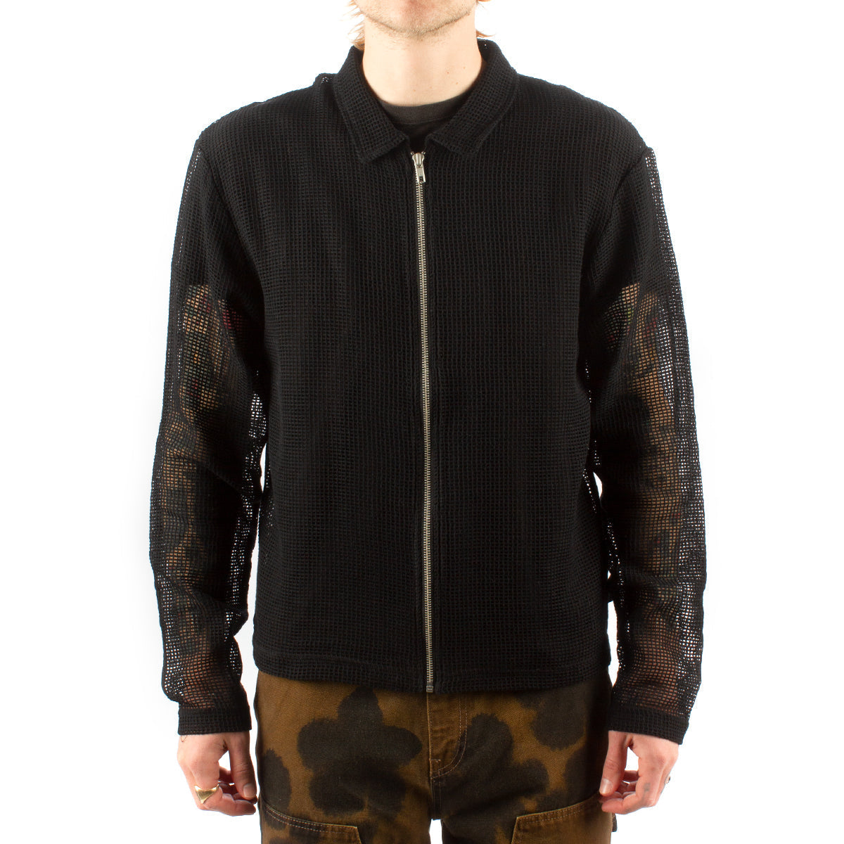 Cotton Mesh Zip L/S Shirt
