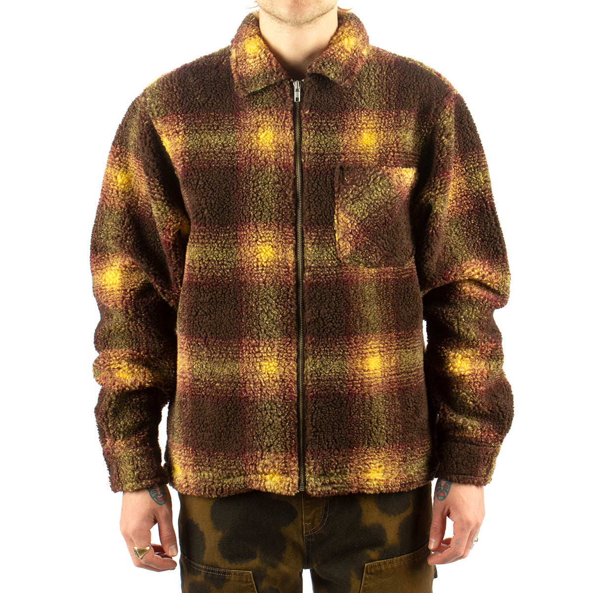 Shadow Plaid Sherpa Zip Shirt