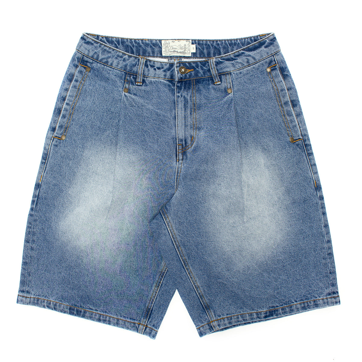 Pleated Denim Shorts