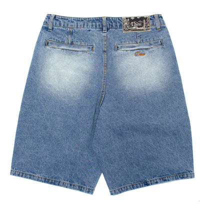 Pleated Denim Shorts