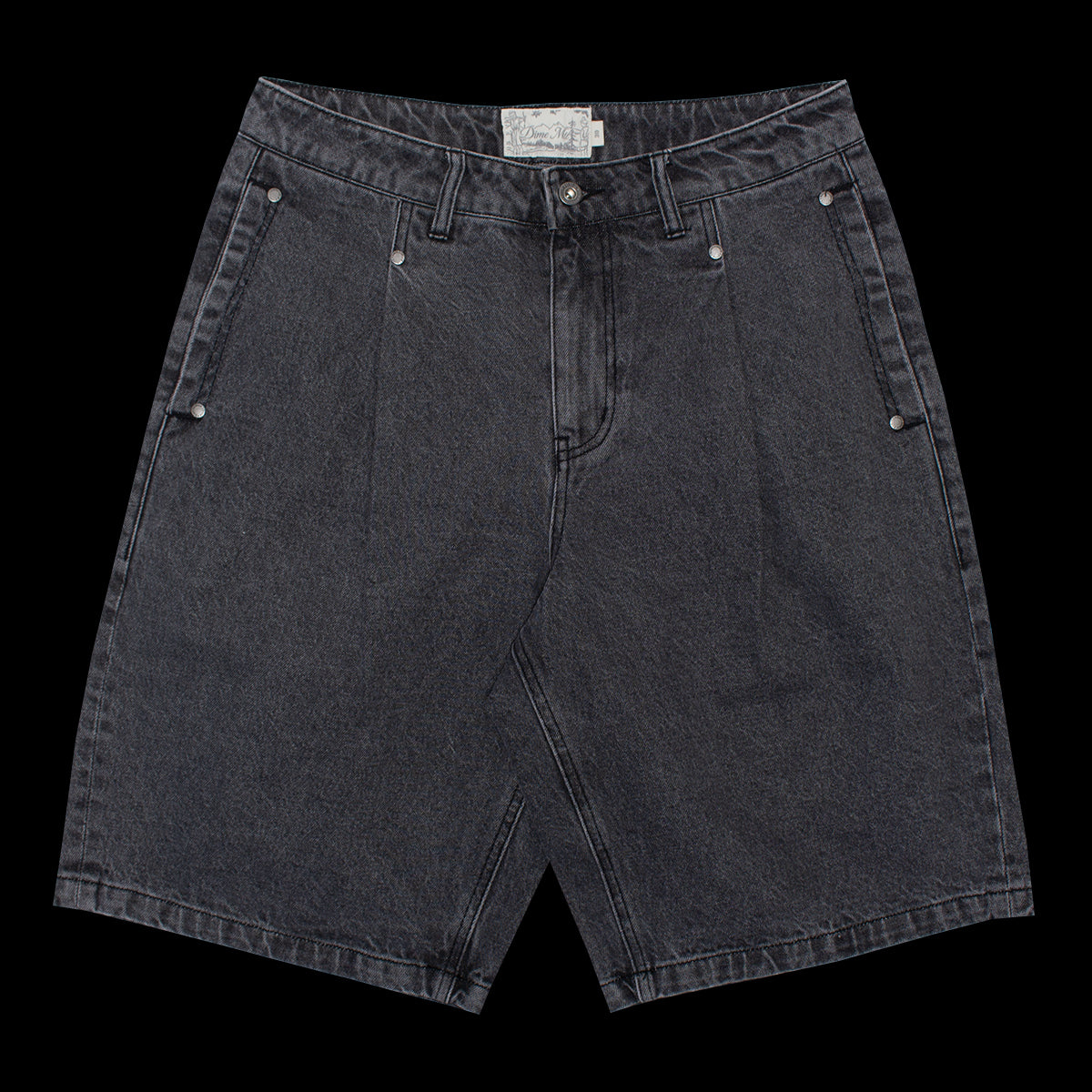 Pleated Denim Shorts