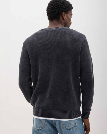 Mens Dune Open Knit Sweater - Cotton Sweater Knit - Black