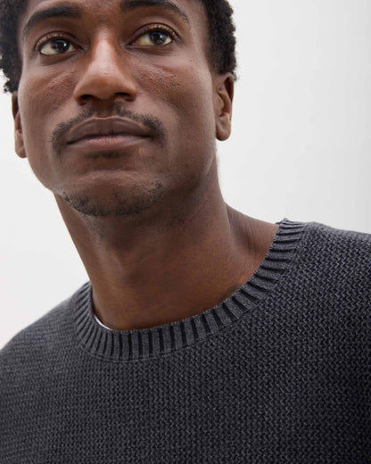 Mens Dune Open Knit Sweater - Cotton Sweater Knit - Black