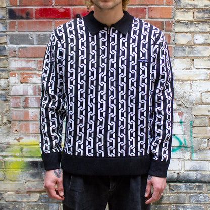 Chain Collared Half Zip Sweater
