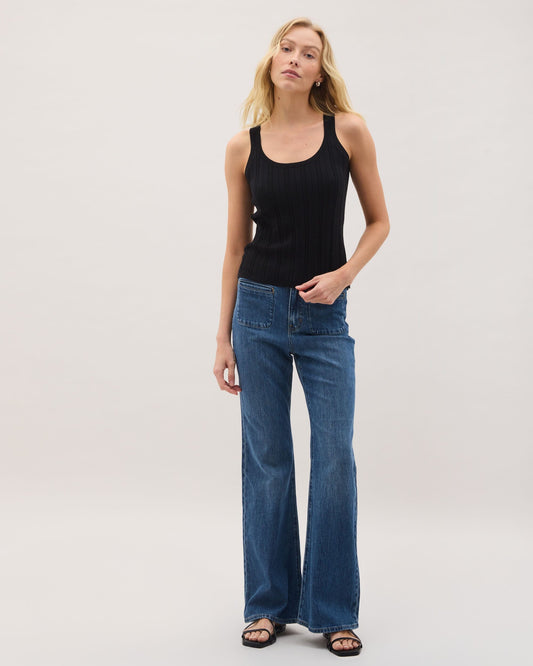 Womens Monica Tank - Cotton Sweater Knit - Black