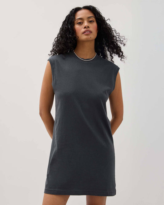 Womens Relaxed Muscle Dress - Pigment Dye Jersey - Stretch Limo