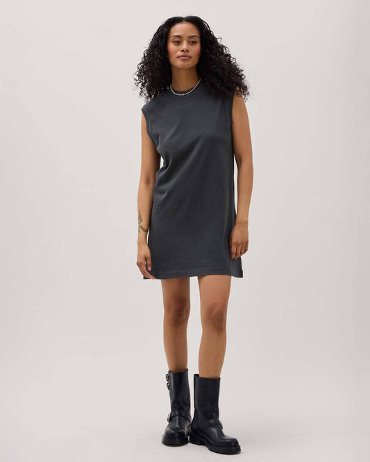 Womens Relaxed Muscle Dress - Pigment Dye Jersey - Stretch Limo