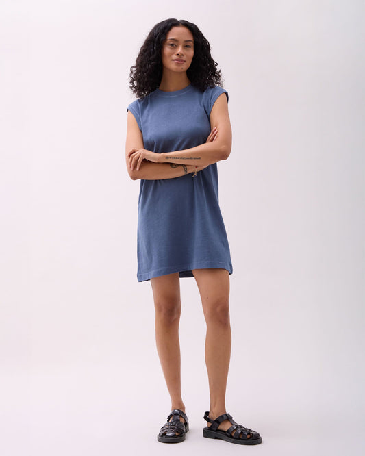 Womens Relaxed Muscle Dress - Pigment Dye Jersey - Vintage Indigo